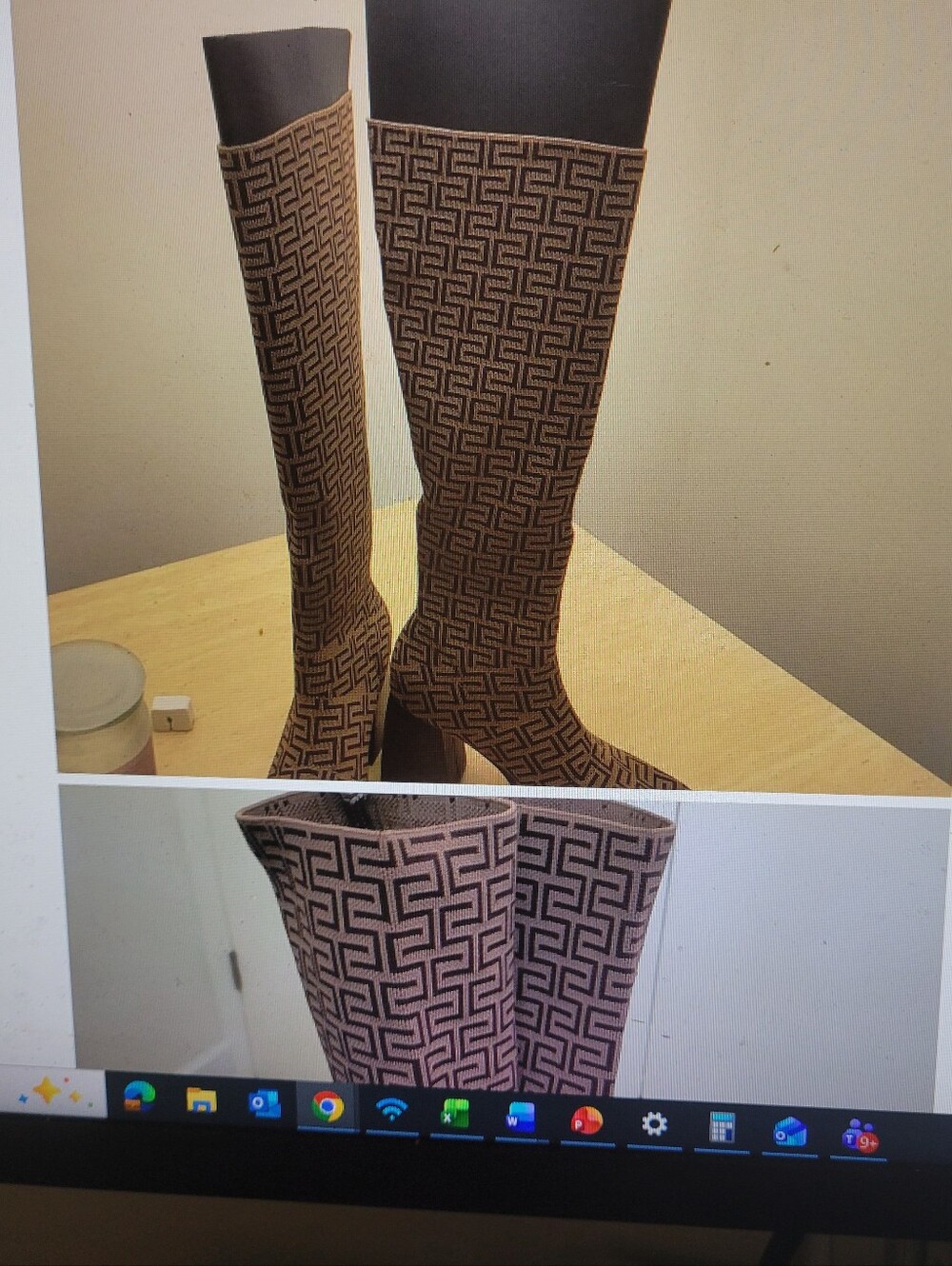 Fashion Nova Brown Geometric Over-the-Knee Boots